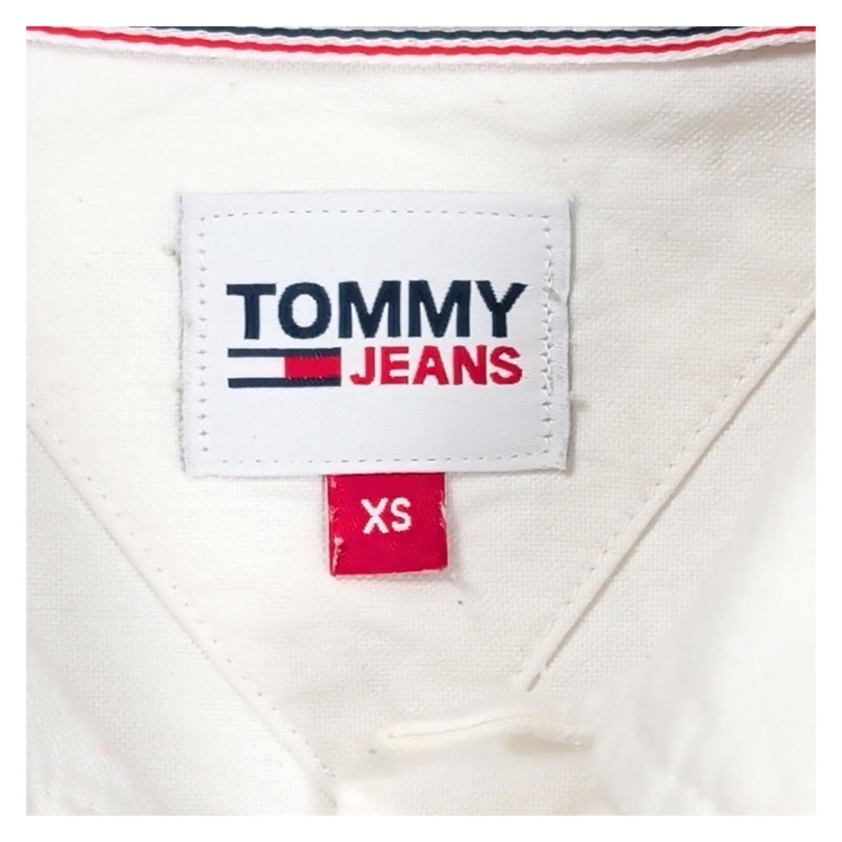 Tommy Jeans Women's Cropped Shirt XS White Cotton Long Sleeve Logo Pocket – product photo 3 | RewearableUK