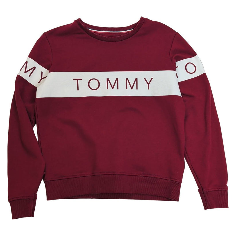 Tommy Jeans Womens Sweatshirt M Burgundy White Logo 50% Cotton 50% Polyester – product photo 1 | RewearableUK