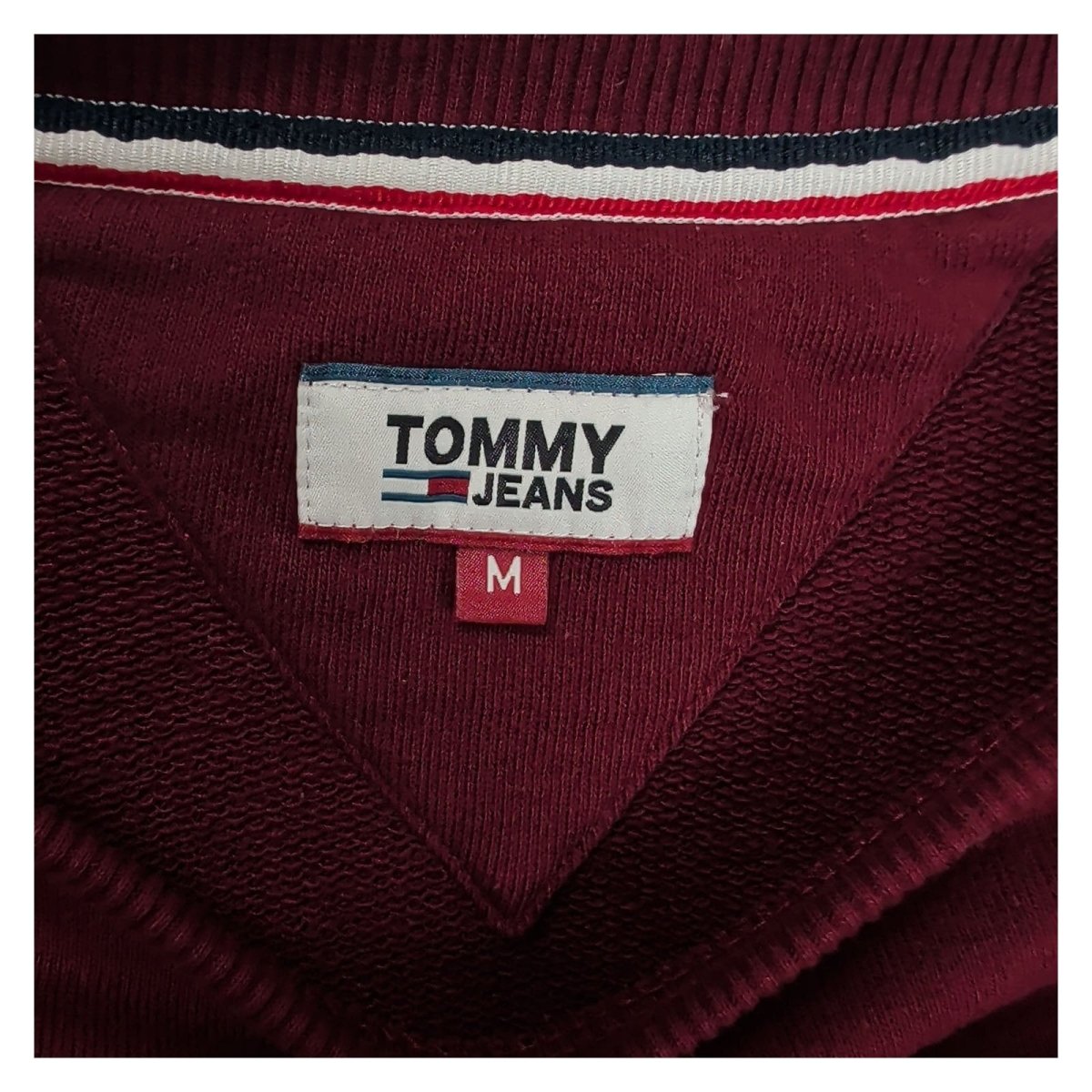 Tommy Jeans Womens Sweatshirt M Burgundy White Logo 50% Cotton 50% Polyester – product photo 3 | RewearableUK
