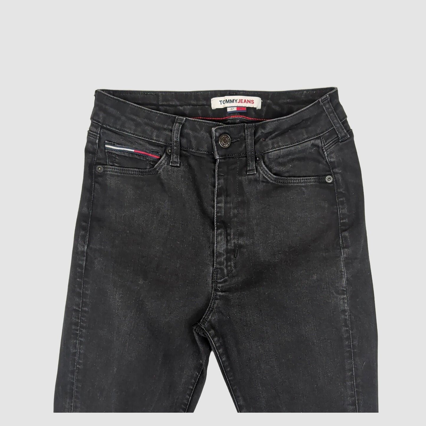 tommy jeans womens washed black sylvia high rise super skinny jeans w27 l30 by Tommy Hilfiger – JEANS | RewearableUK