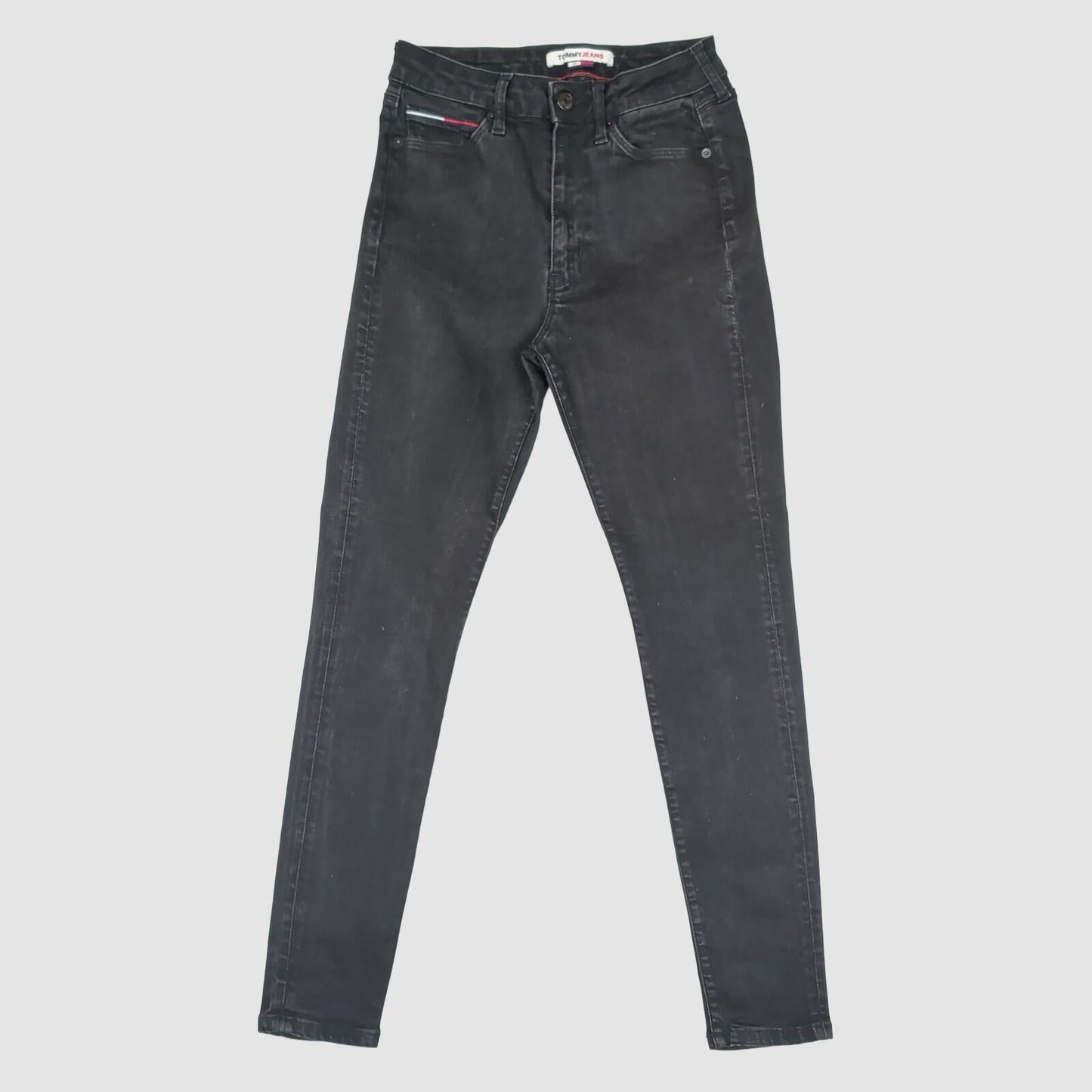 tommy jeans womens washed black sylvia high rise super skinny jeans w27 l30 by Tommy Hilfiger – JEANS | RewearableUK