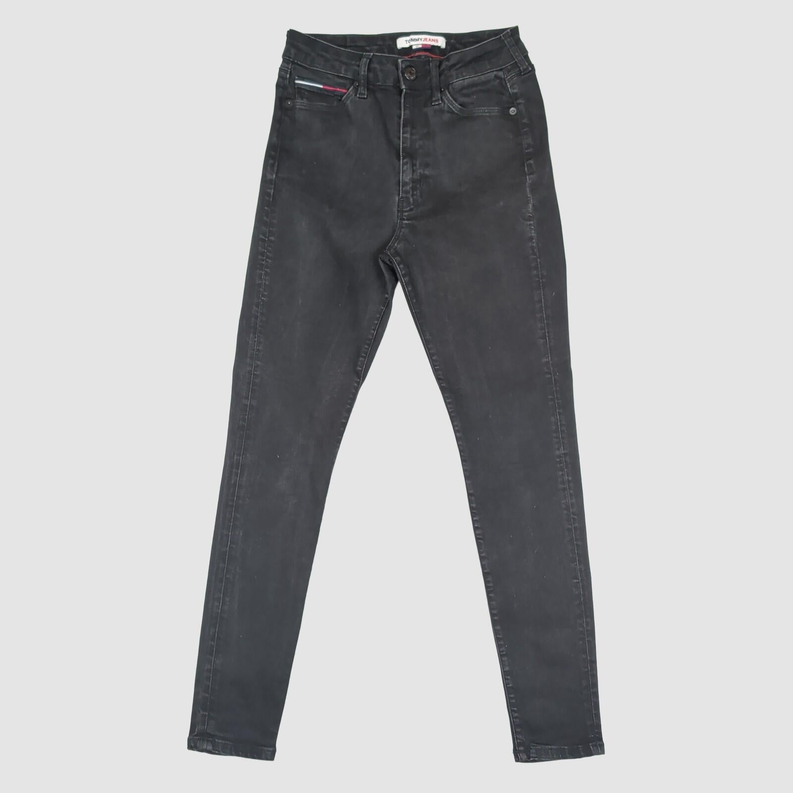 tommy jeans womens washed black sylvia high rise super skinny jeans w27 l30 by Tommy Hilfiger – JEANS | RewearableUK