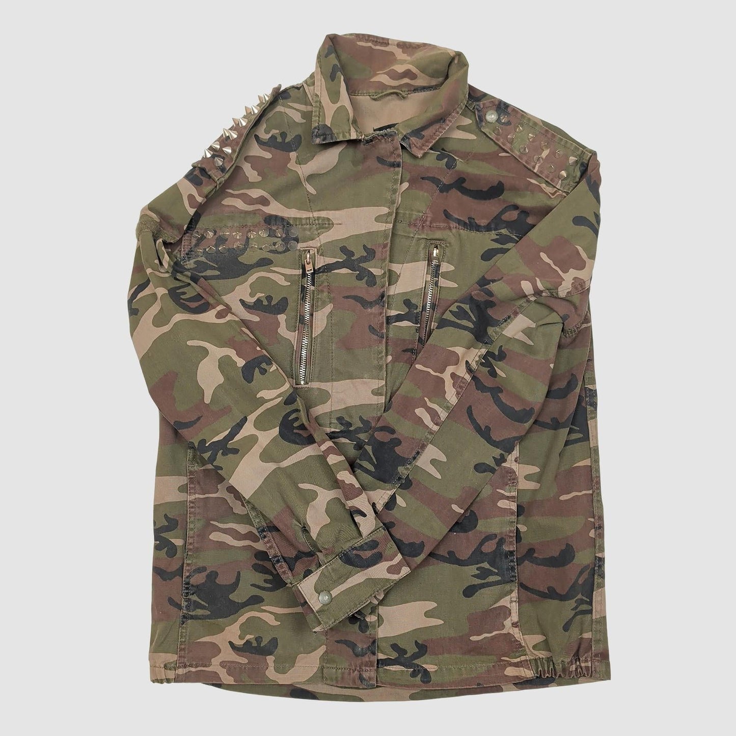 topshop womens camo studded shacket jacket woodland camouflage size uk 10 eu 38 by TopShop – | RewearableUK