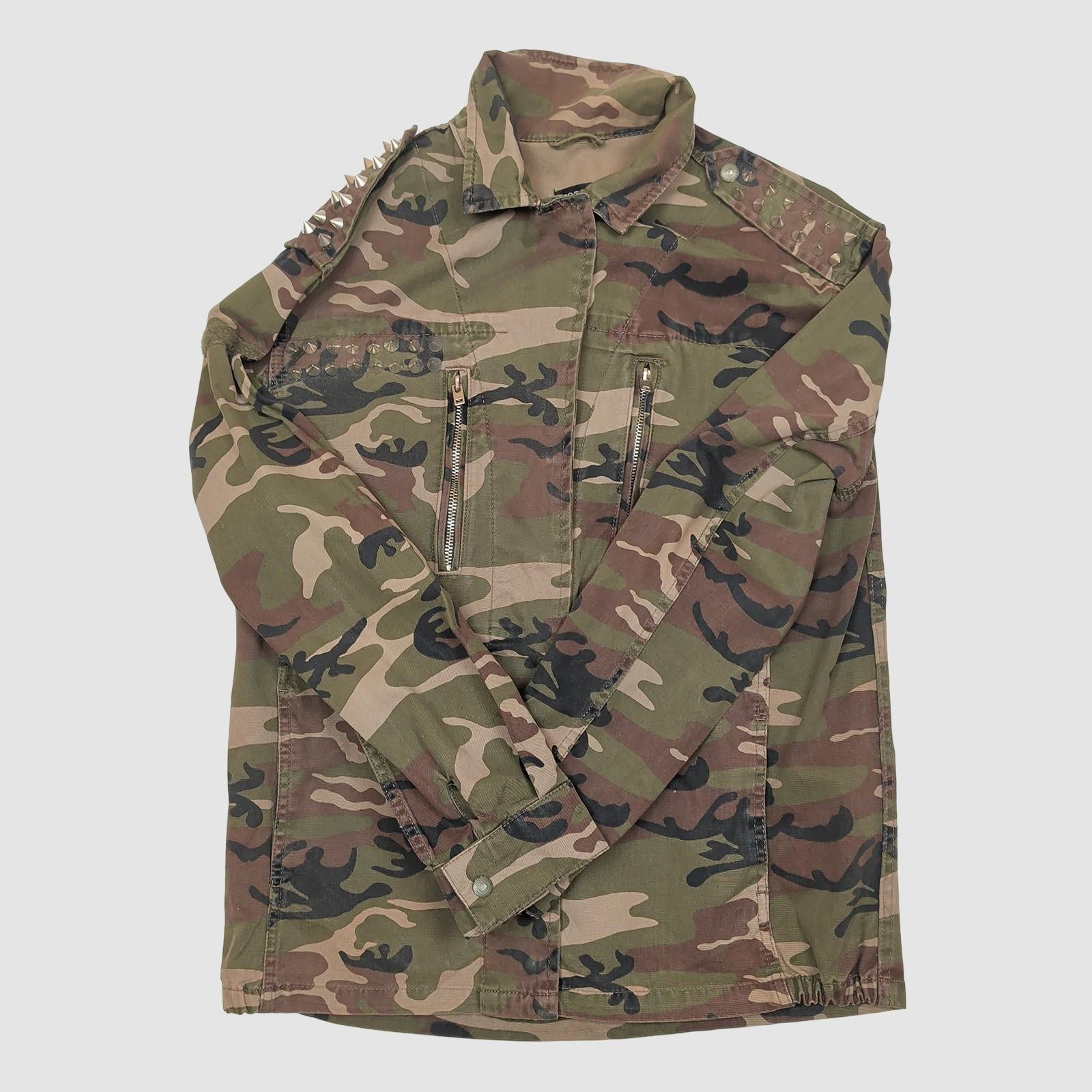 topshop womens camo studded shacket jacket woodland camouflage size uk 10 eu 38 by TopShop – | RewearableUK