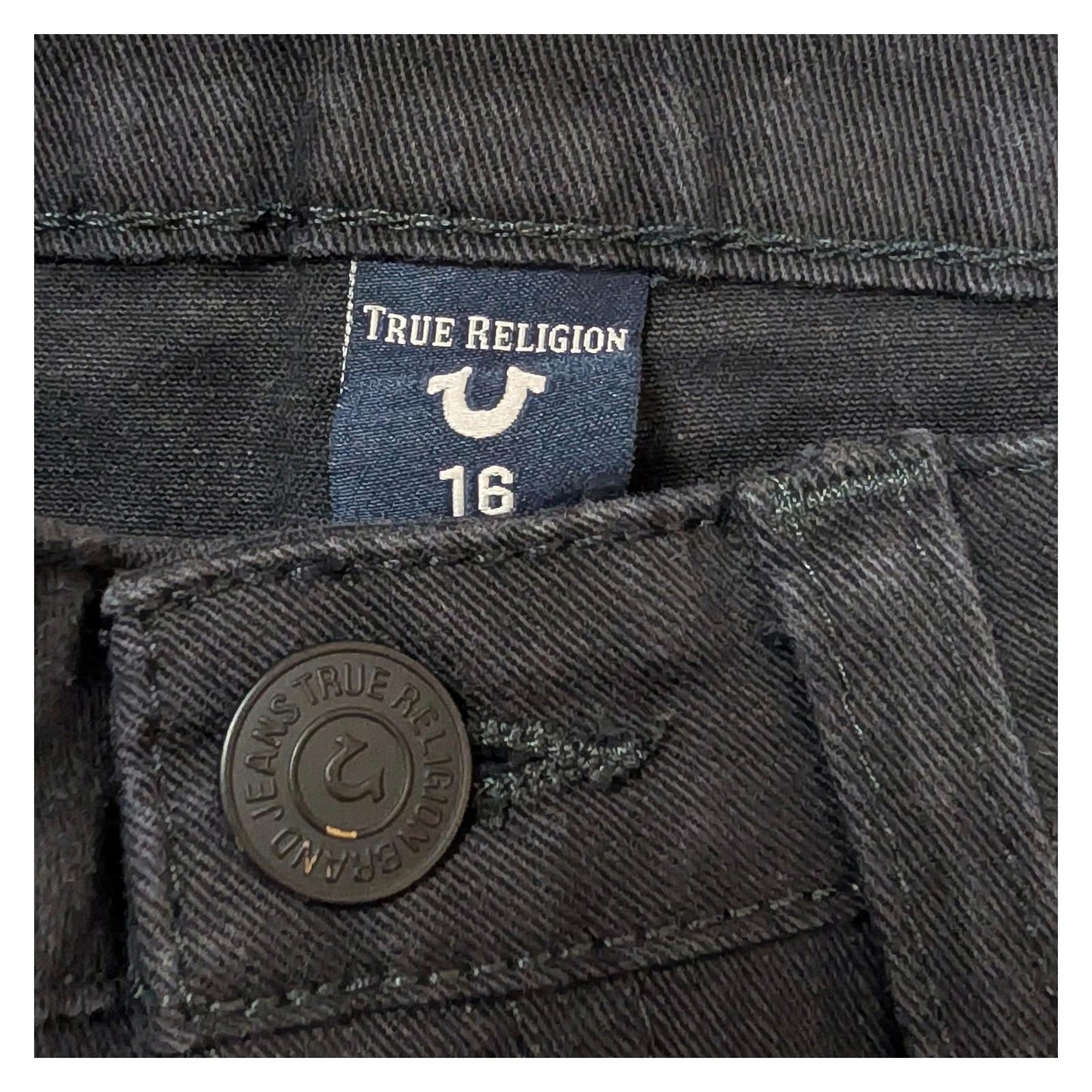 true religion rocco boys black skinny solid stretch denim jeans size 16