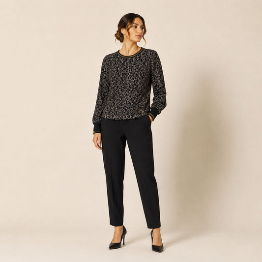 Trussardi Jeans Black Floral Lace Top – Approx M – Top product photo 1 | RewearableUK