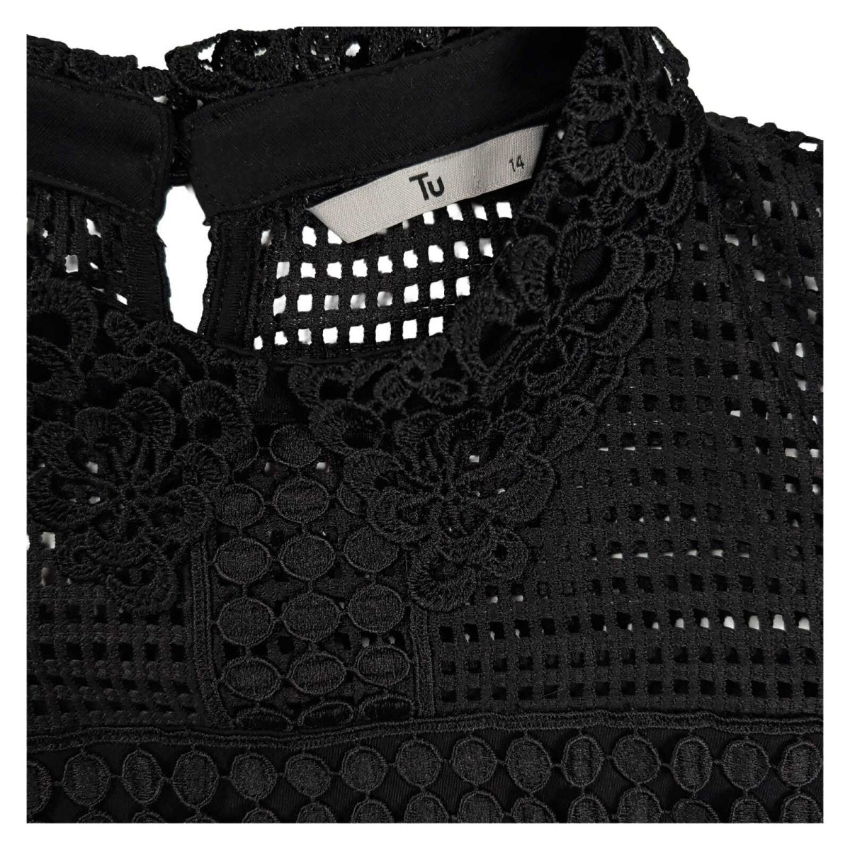 TU Women's Lace Tunic Top UK 14 Black Sleeveless – Blouse product photo 5 | RewearableUK