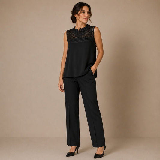 TU Women's Lace Tunic Top UK 14 Black Sleeveless – Blouse product photo 1 | RewearableUK