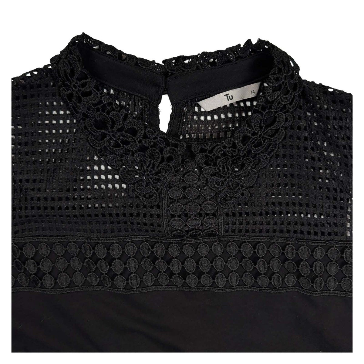 TU Women's Lace Tunic Top UK 14 Black Sleeveless – Blouse product photo 2 | RewearableUK