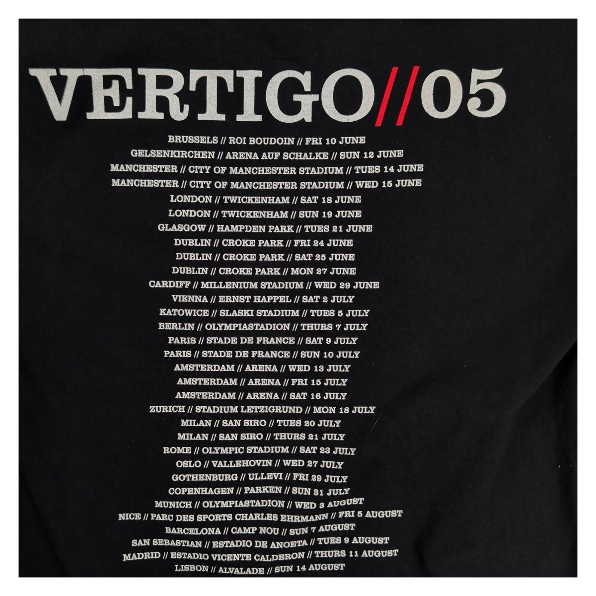 U2 Vertigo 2005 Tour T-Shirt L Black Murina USA Vintage Y2K Concert Band Tee – product photo 4 | RewearableUK