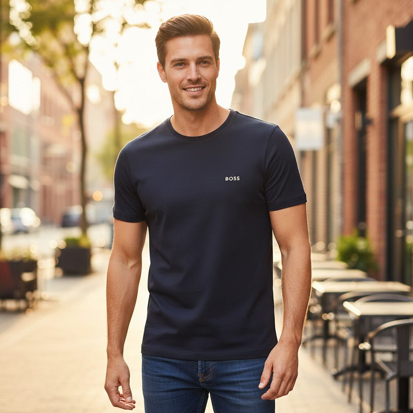 ugo Boss Men's Cotton T-Shirt in Blue | Size S by Hugo Boss – T-Shirts | RewearableUK