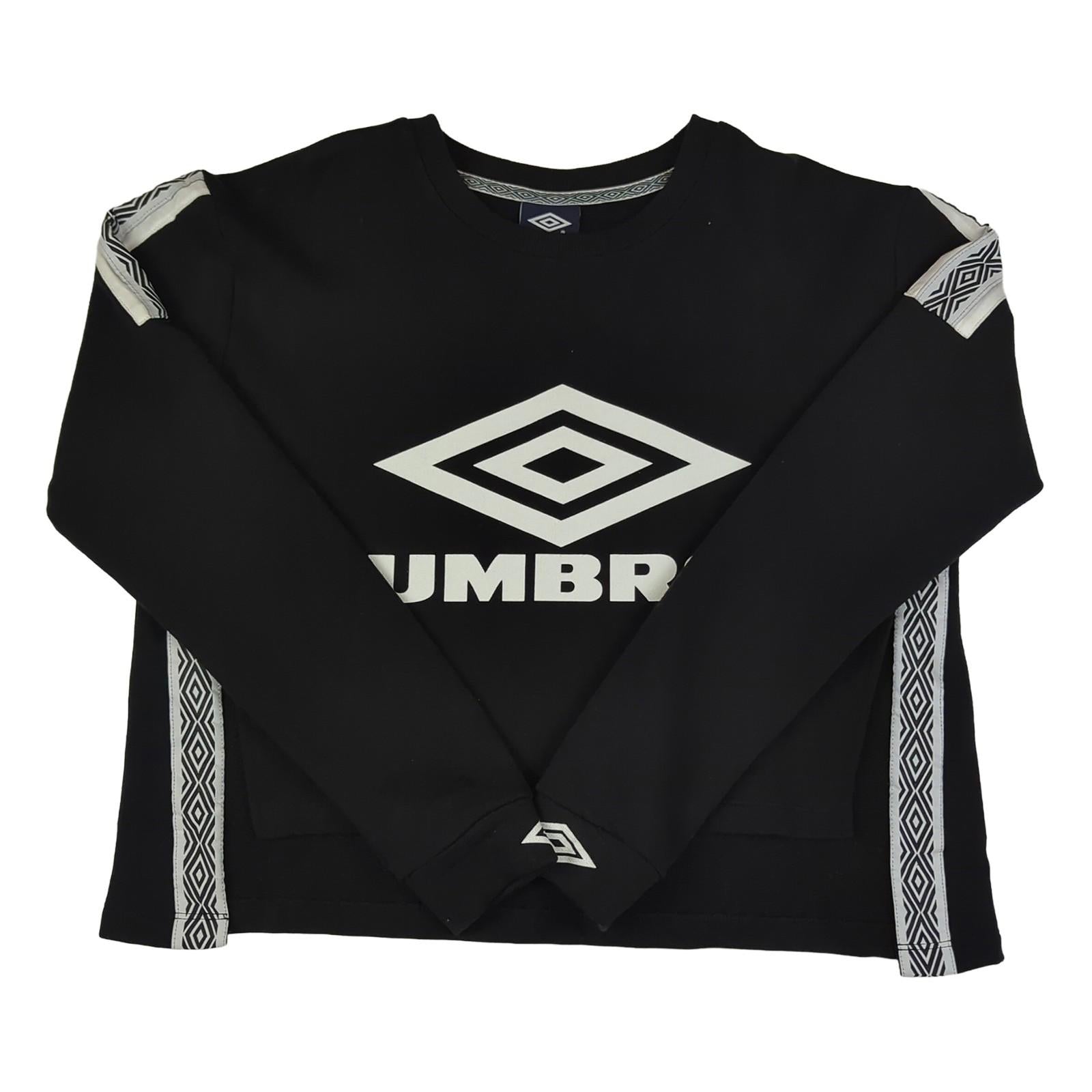 Umbro Umbro Womens Cropped Sweatshirt Size S Small Black Jumper Pullover Long Sleeve Sweater & Hoodie RewearableUK