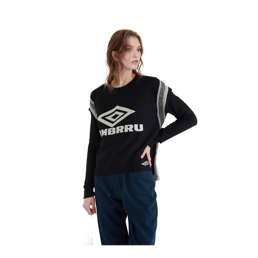 Umbro Umbro Womens Cropped Sweatshirt Size S Small Black Jumper Pullover Long Sleeve Sweater & Hoodie RewearableUK