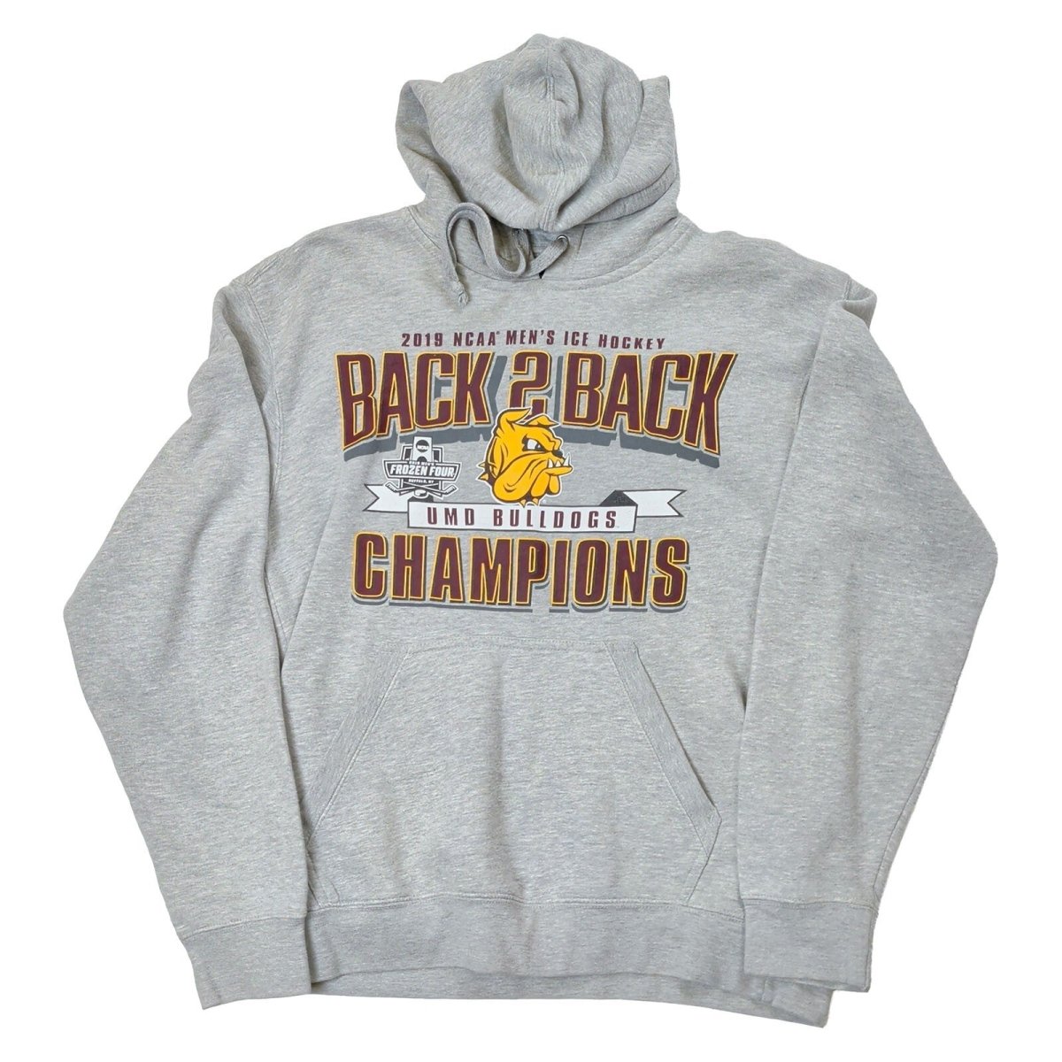 UMD Bulldogs 2019 NCAA Ice Hockey Champions Hoodie M Grey Frozen Four – product photo 1 | RewearableUK