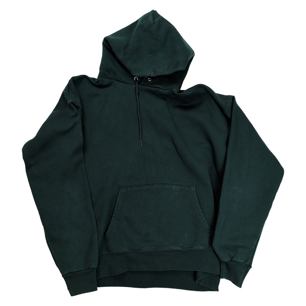 Unisex Hoodie M Dark Green Plain Cotton Blend Drawstring Hooded Sweatshirt – product photo 1 | RewearableUK