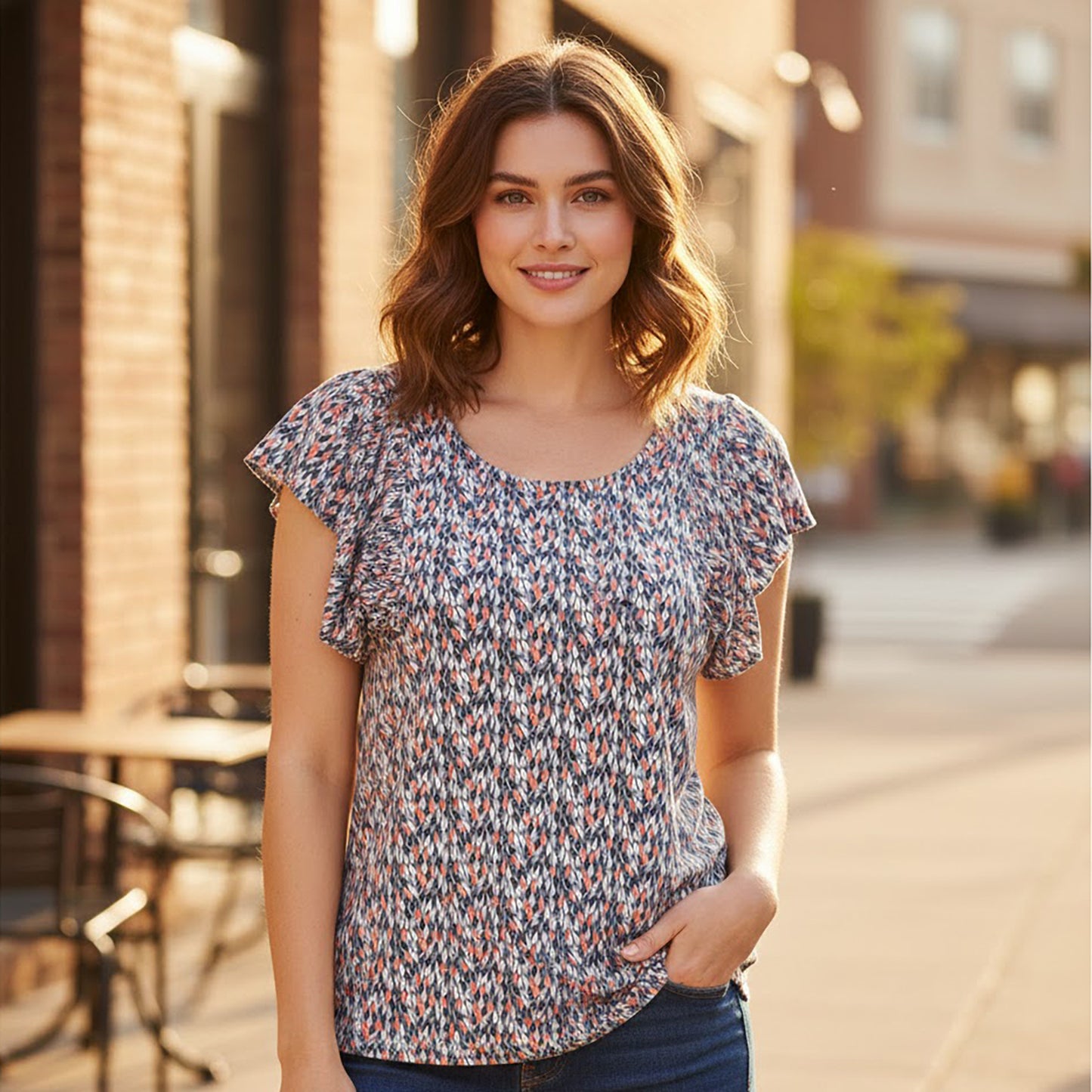 Laura Ashley Raindrop Print Jersey Top | Women's UK 18