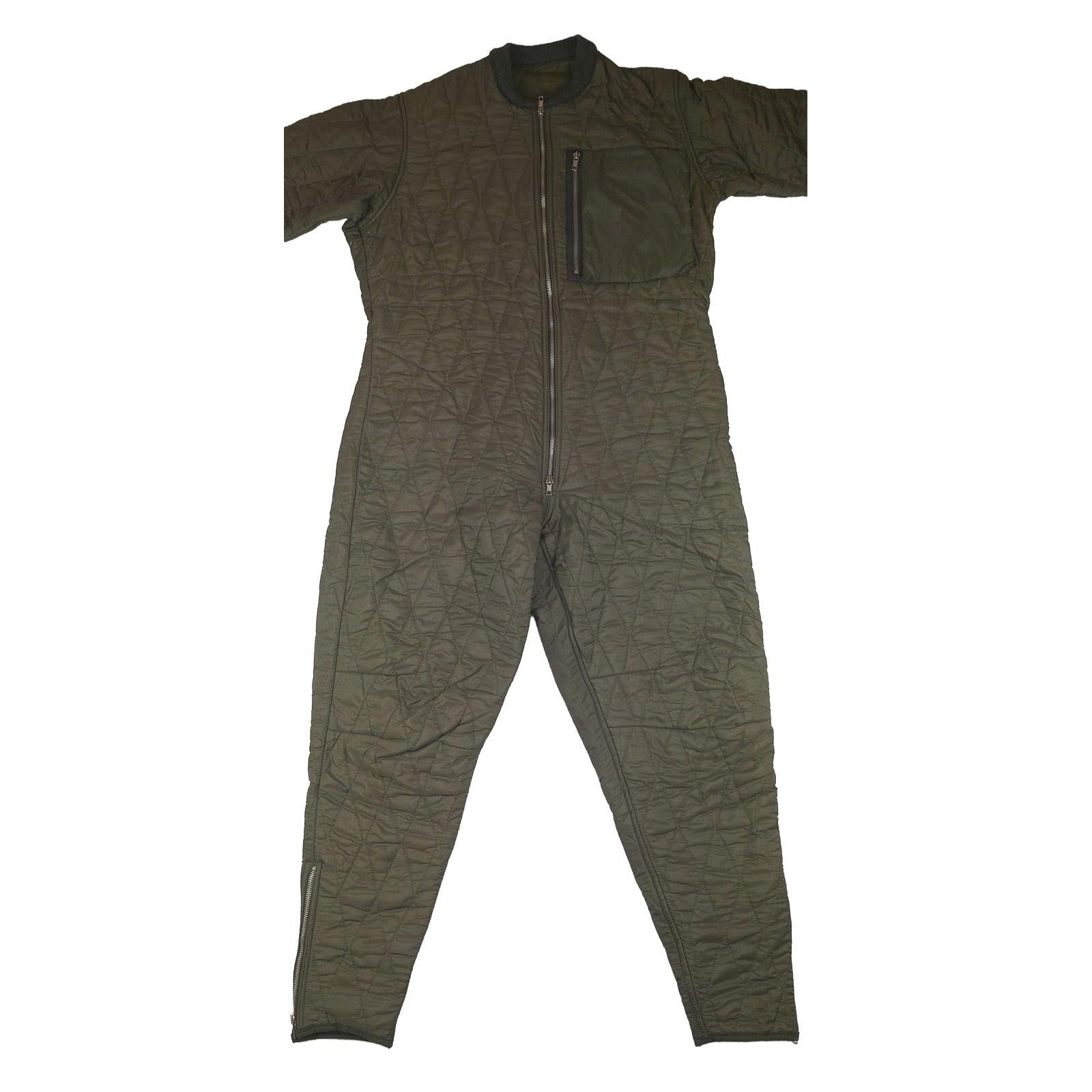 Vintage 80s German Army Flight Suit Liner Quilted Coverall Olive Men's M/L by RewearableUK – | RewearableUK