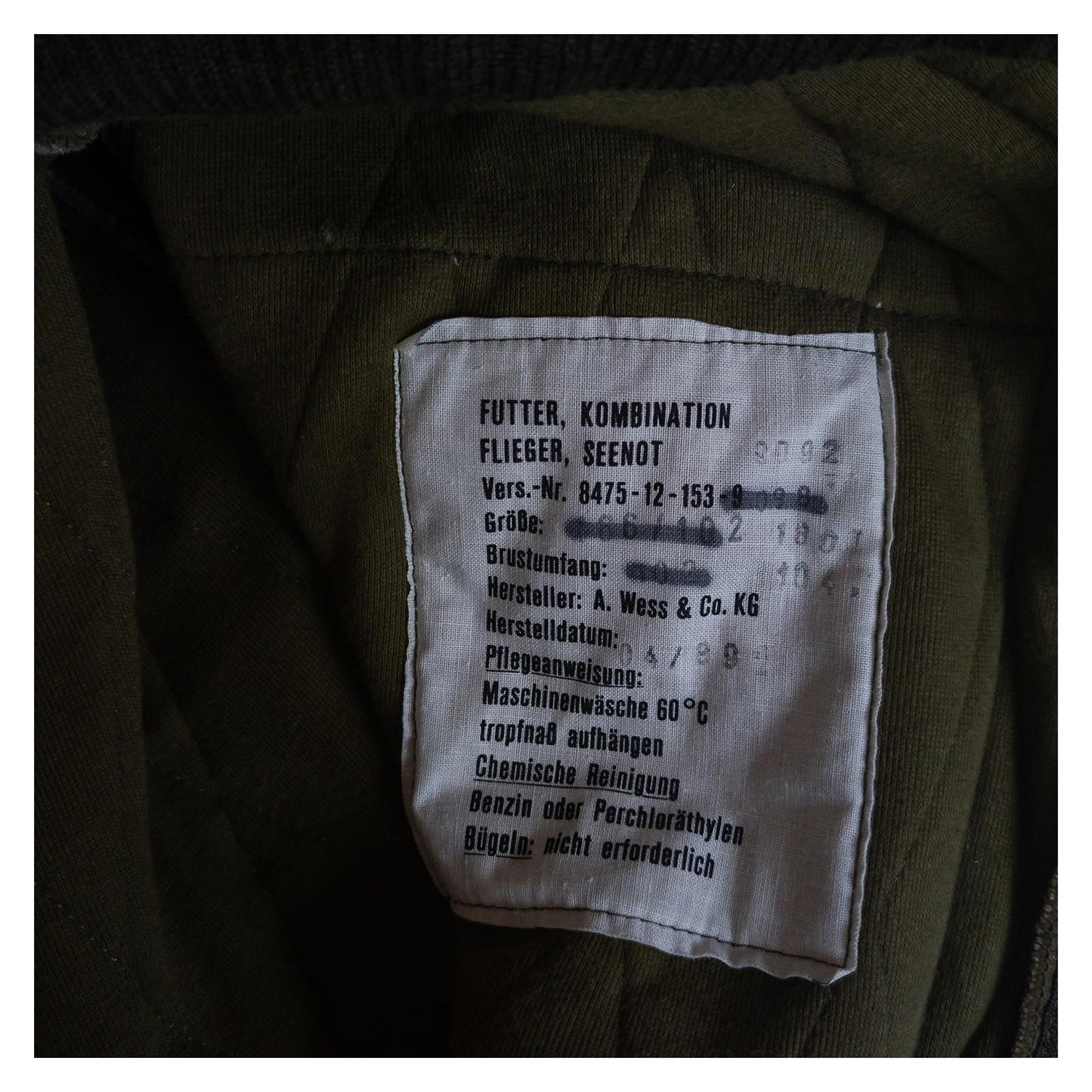 Vintage 80s German Army Flight Suit Liner Quilted Coverall Olive Men's M/L by RewearableUK – | RewearableUK
