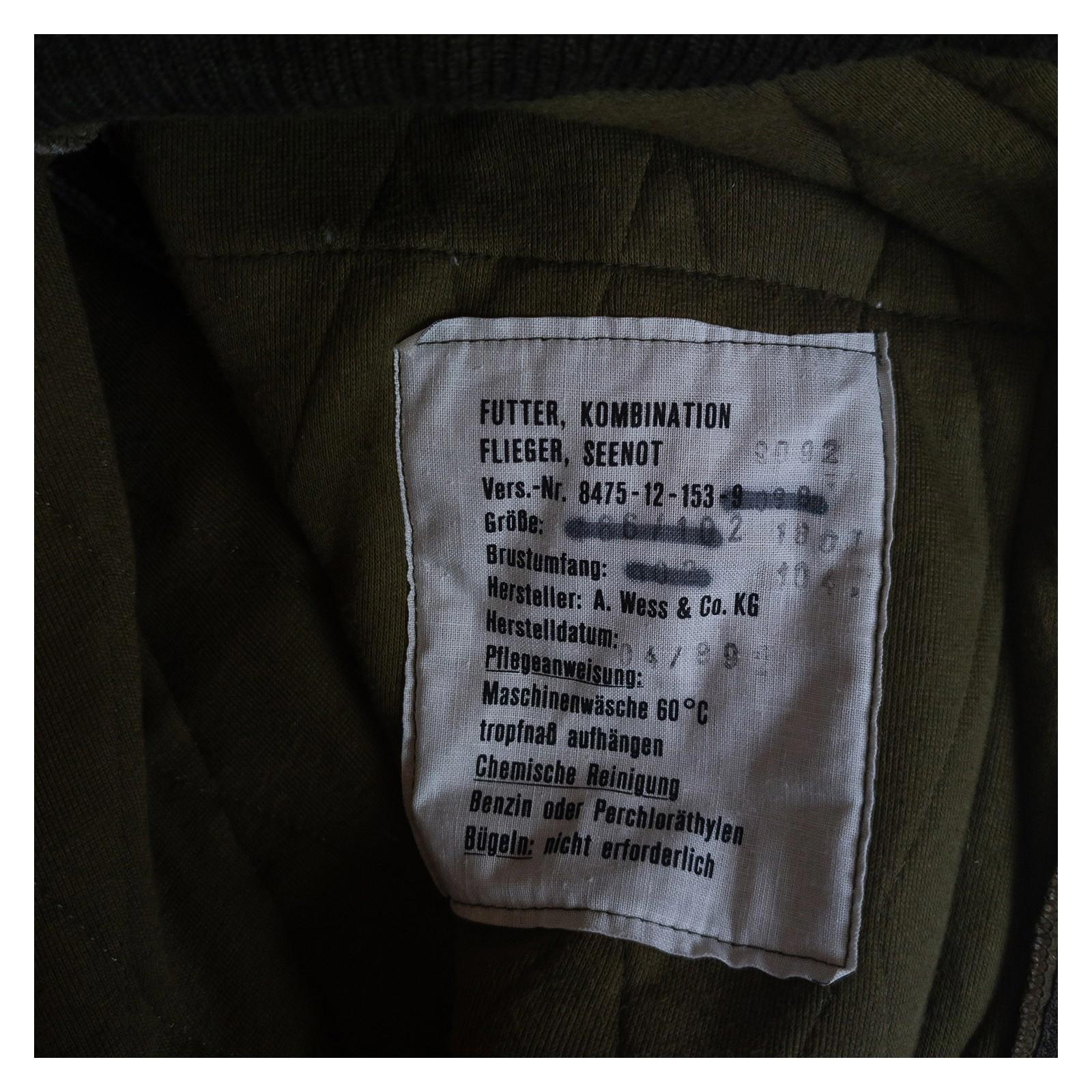 Vintage 80s German Army Flight Suit Liner Quilted Coverall Olive Men's M/L by RewearableUK – | RewearableUK