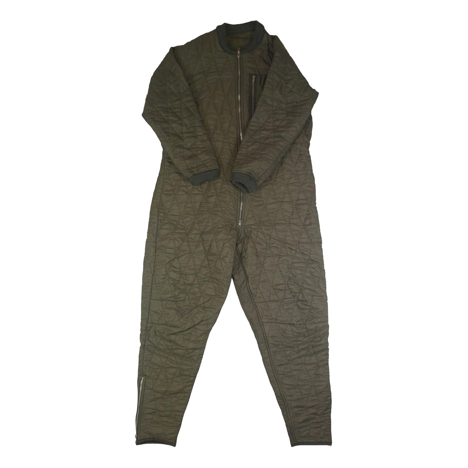 Vintage 80s German Army Flight Suit Liner Quilted Coverall Olive Men's M/L by RewearableUK – | RewearableUK