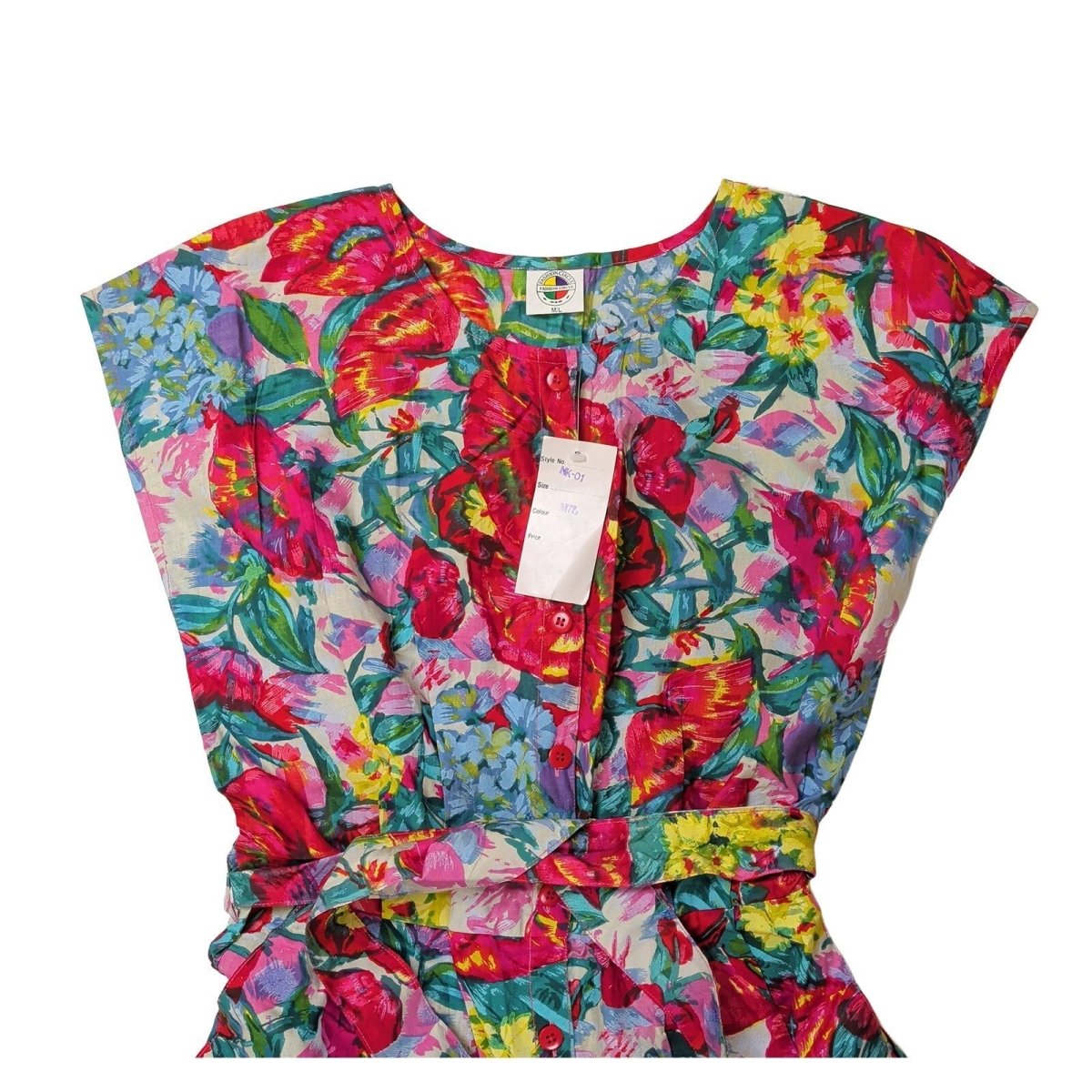 Vintage Fashion Circle Floral Jumpsuit M/L 100% Cotton Belted NWT – product photo 2 | RewearableUK