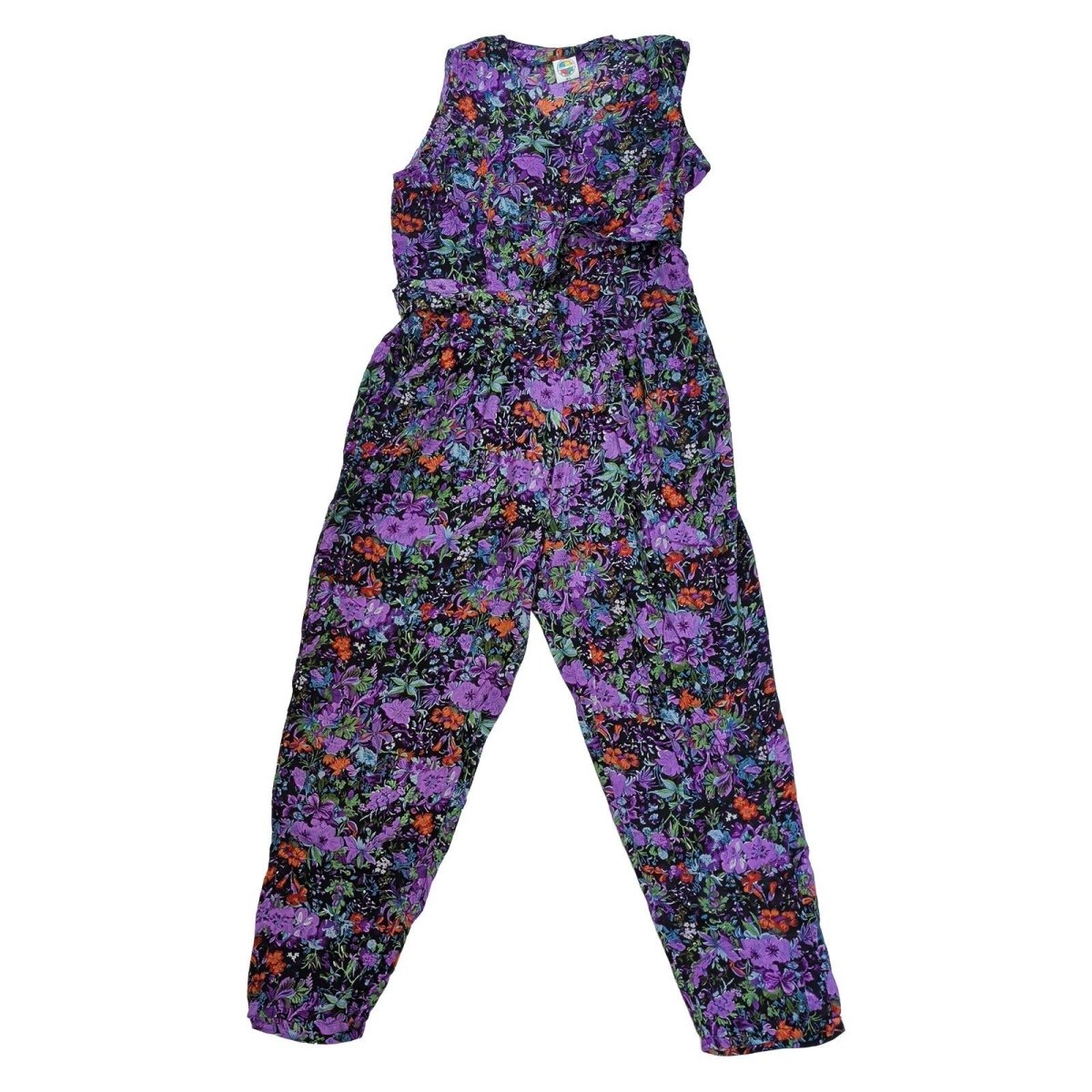 Vintage Fashion Circle Floral Jumpsuit M/L Purple Belted New Old Stock – product photo 1 | RewearableUK