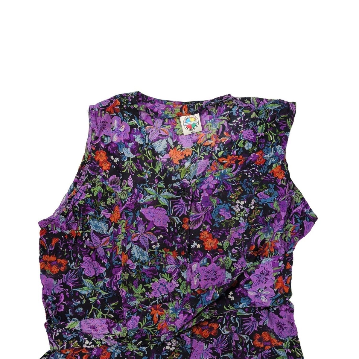 Vintage Fashion Circle Floral Jumpsuit M/L Purple Belted New Old Stock – product photo 2 | RewearableUK