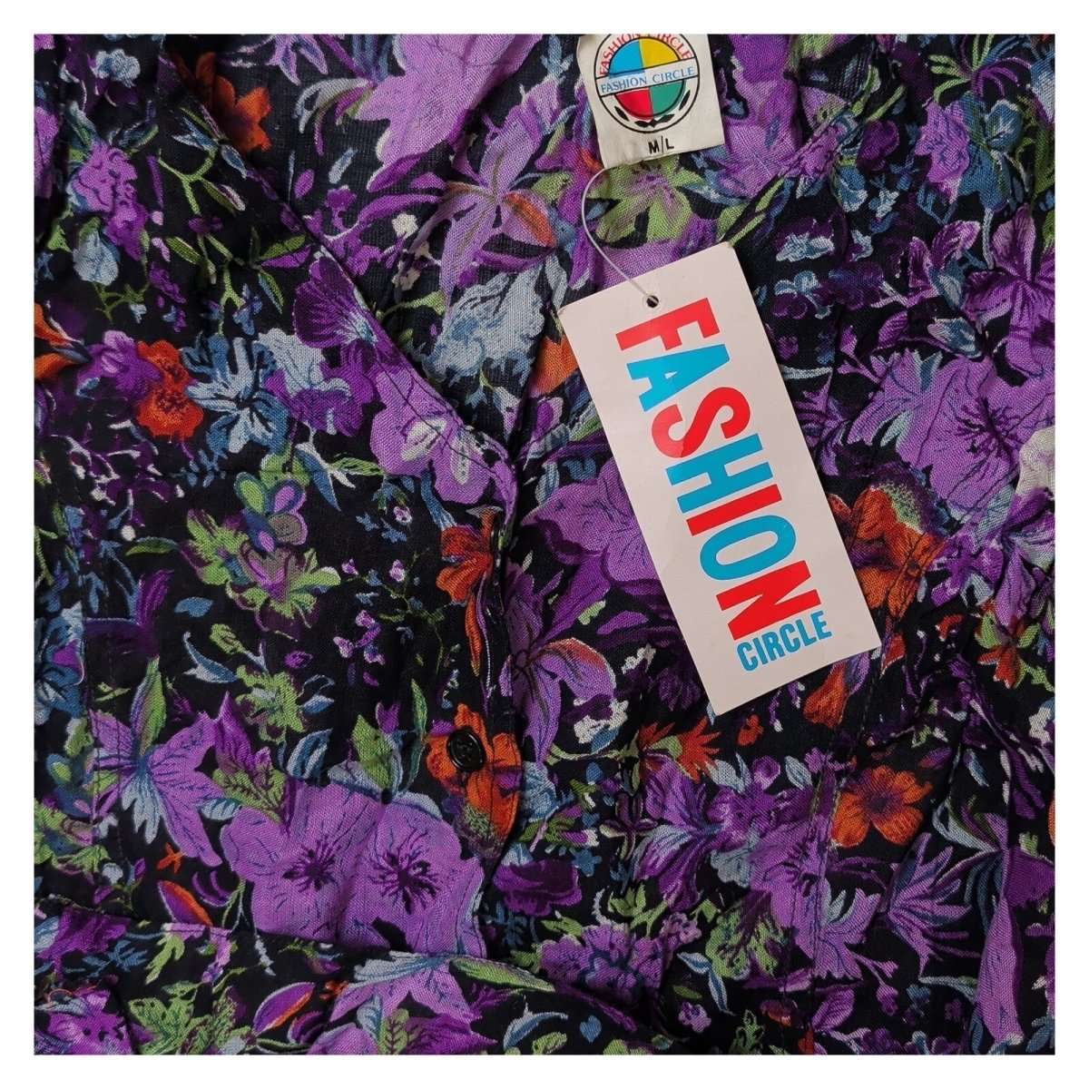 Vintage Fashion Circle Floral Jumpsuit M/L Purple Belted Viscose Cotton NWT – product photo 3 | RewearableUK