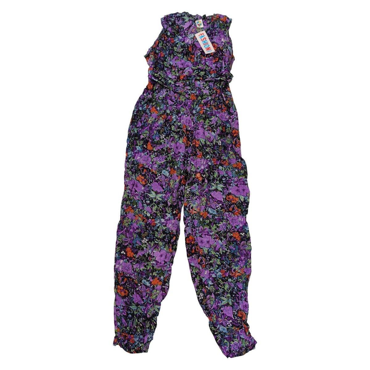 Vintage Fashion Circle Floral Jumpsuit M/L Purple Belted Viscose Cotton NWT – product photo 1 | RewearableUK