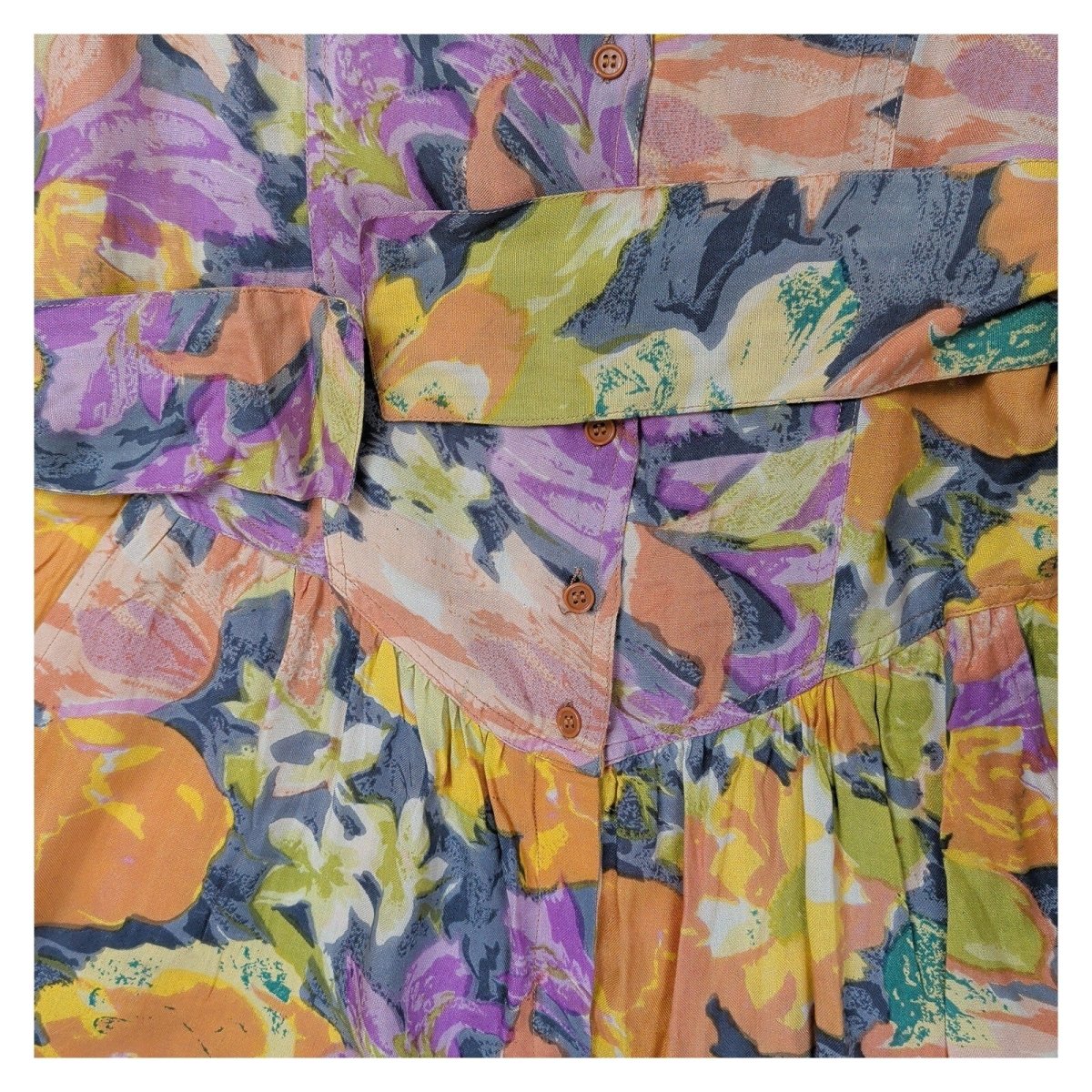 Vintage Fashion Circle Floral Jumpsuit S/M Belted Viscose Cotton New Old Stock – product photo 5 | RewearableUK