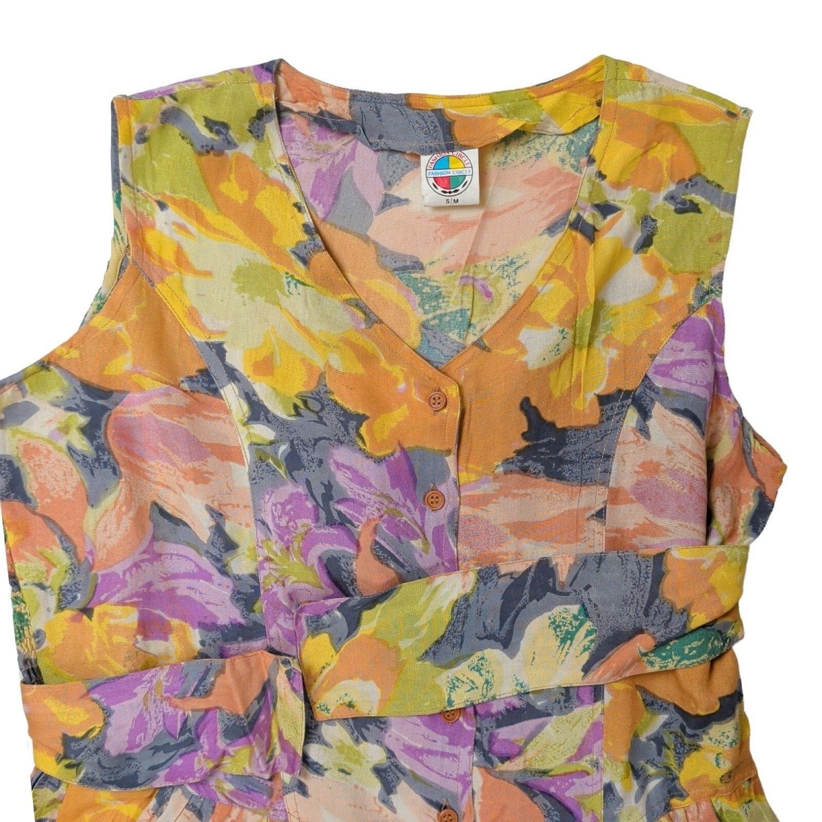 Vintage Fashion Circle Floral Jumpsuit S/M Belted Viscose Cotton New Old Stock – product photo 2 | RewearableUK