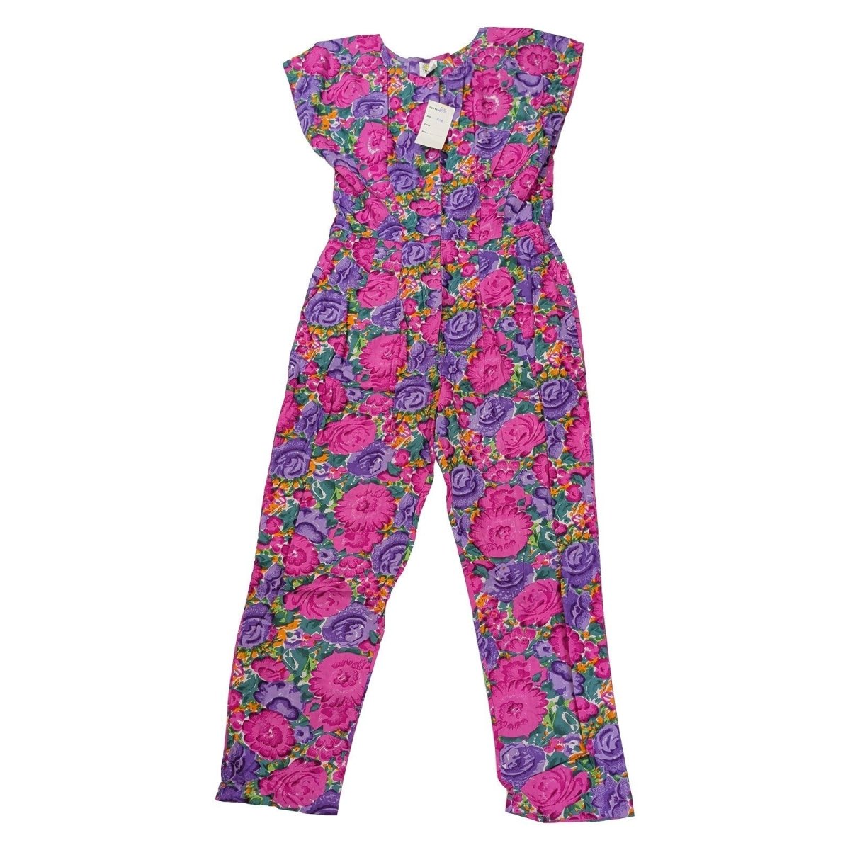 Vintage Fashion Circle Floral Jumpsuit S/M Pink 100% Cotton NWT Missing Belt – product photo 1 | RewearableUK