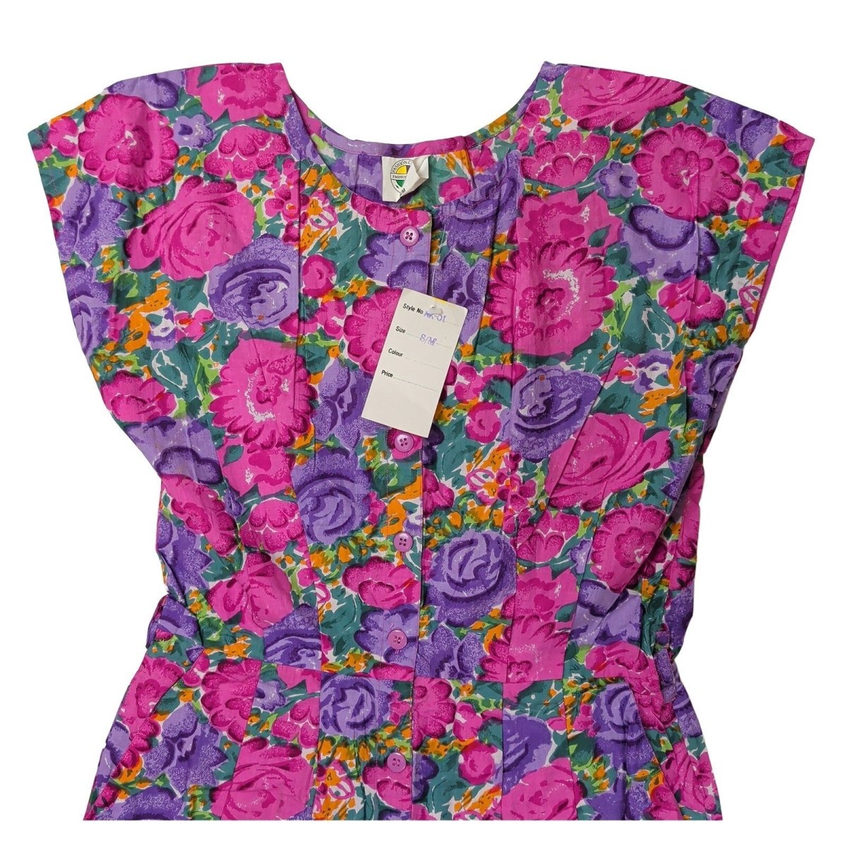 Vintage Fashion Circle Floral Jumpsuit S/M Pink 100% Cotton NWT Missing Belt – product photo 2 | RewearableUK