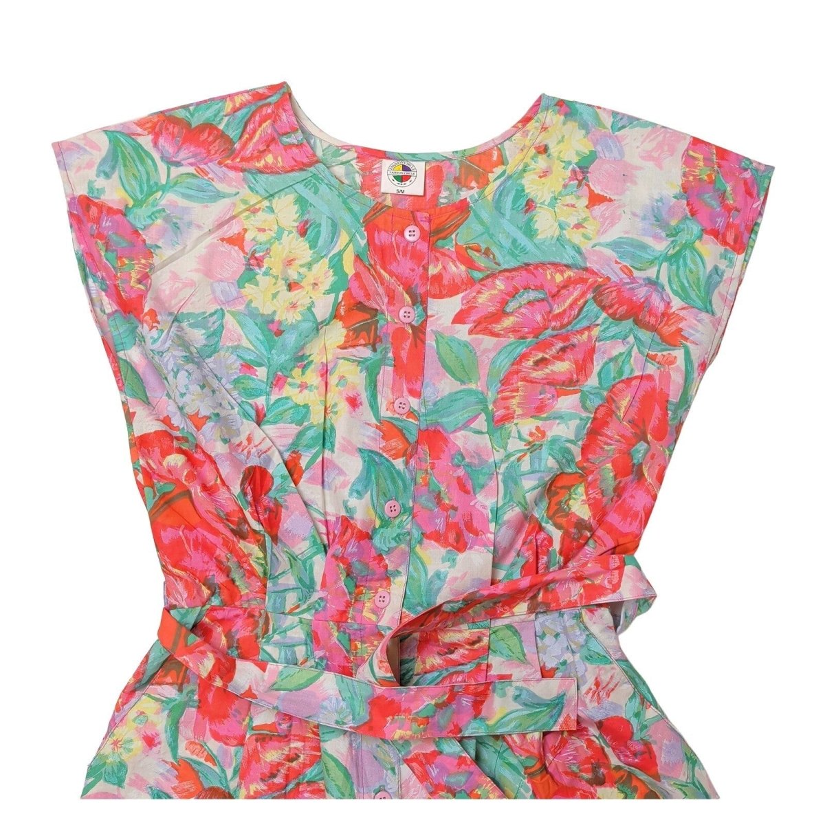 Vintage Fashion Circle Floral Jumpsuit S/M Pink Belted New Old Stock – product photo 4 | RewearableUK