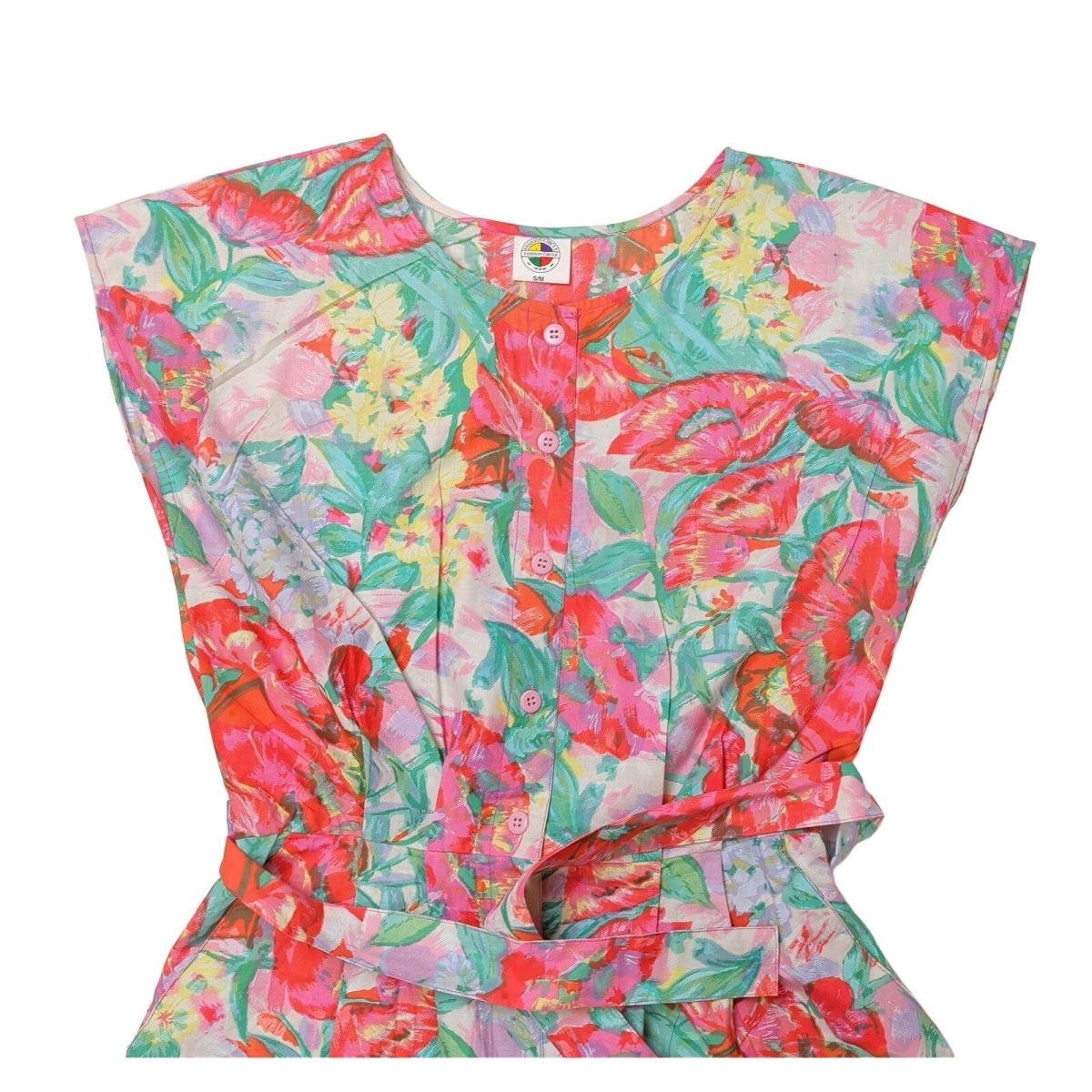 Vintage Fashion Circle Floral Jumpsuit S/M Pink Belted New Old Stock – product photo 3 | RewearableUK