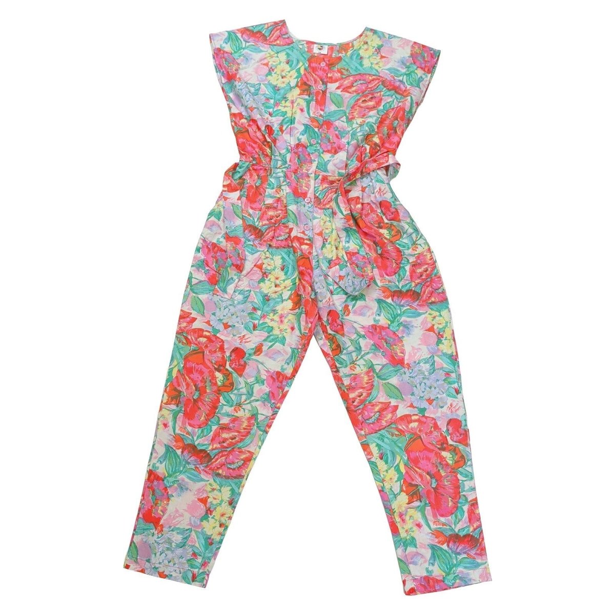 Vintage Fashion Circle Floral Jumpsuit S/M Pink Belted New Old Stock – product photo 1 | RewearableUK