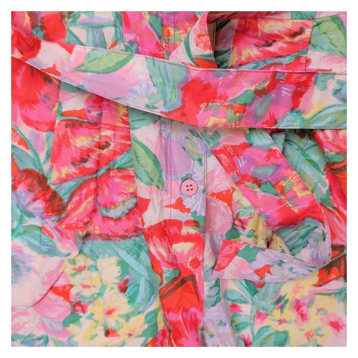 Vintage Fashion Circle Floral Jumpsuit S/M Pink Belted New Old Stock – product photo 6 | RewearableUK