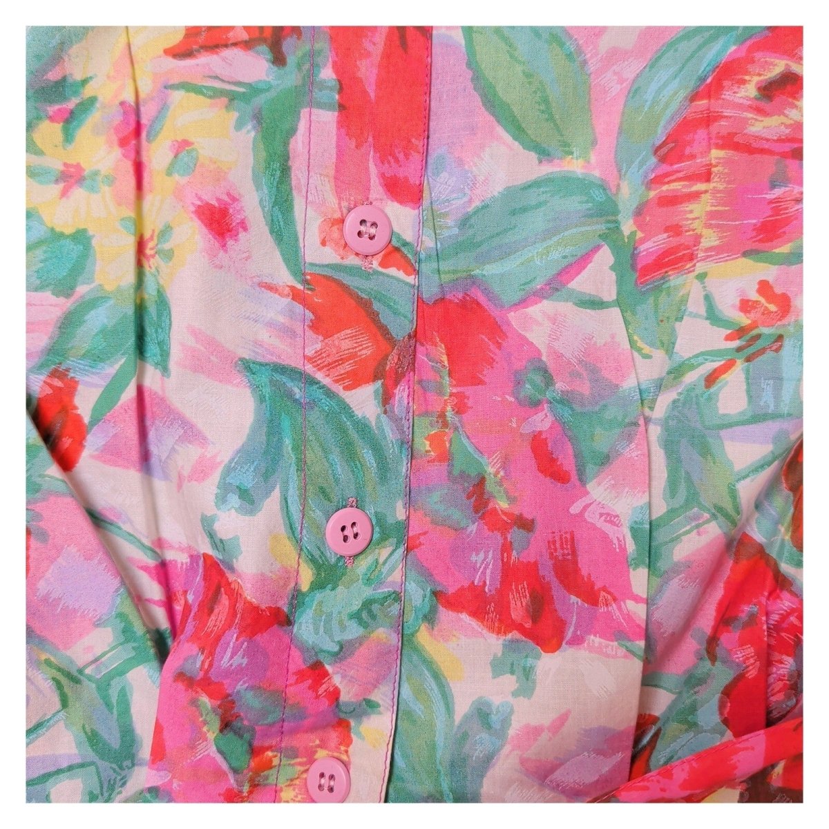 Vintage Fashion Circle Floral Jumpsuit S/M Pink Belted New Old Stock – product photo 5 | RewearableUK
