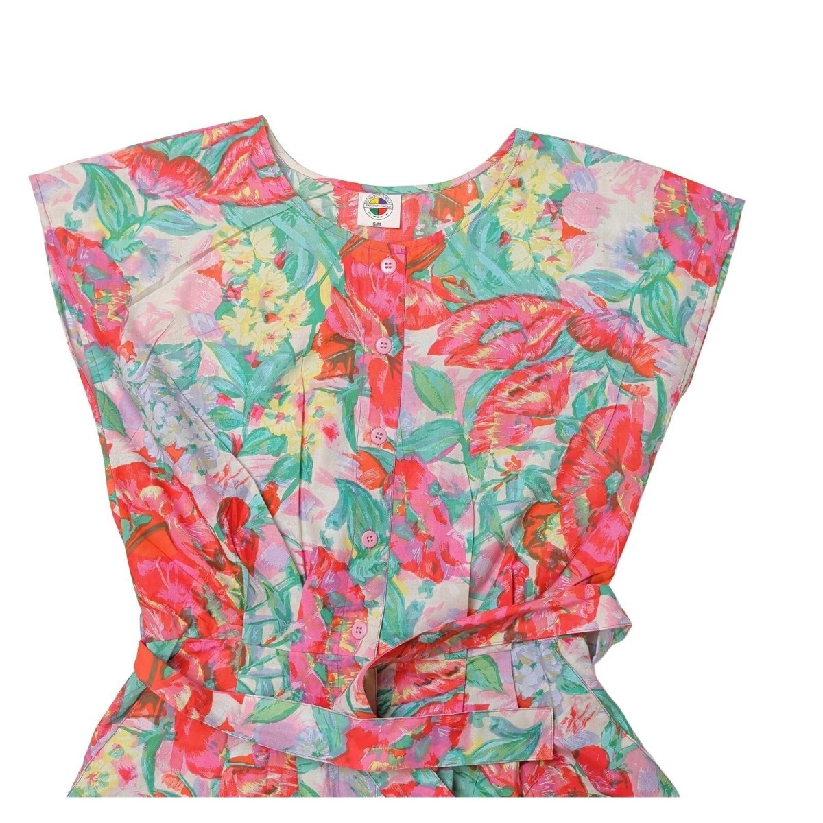 Vintage Fashion Circle Floral Jumpsuit S/M Pink Belted New Old Stock – product photo 2 | RewearableUK