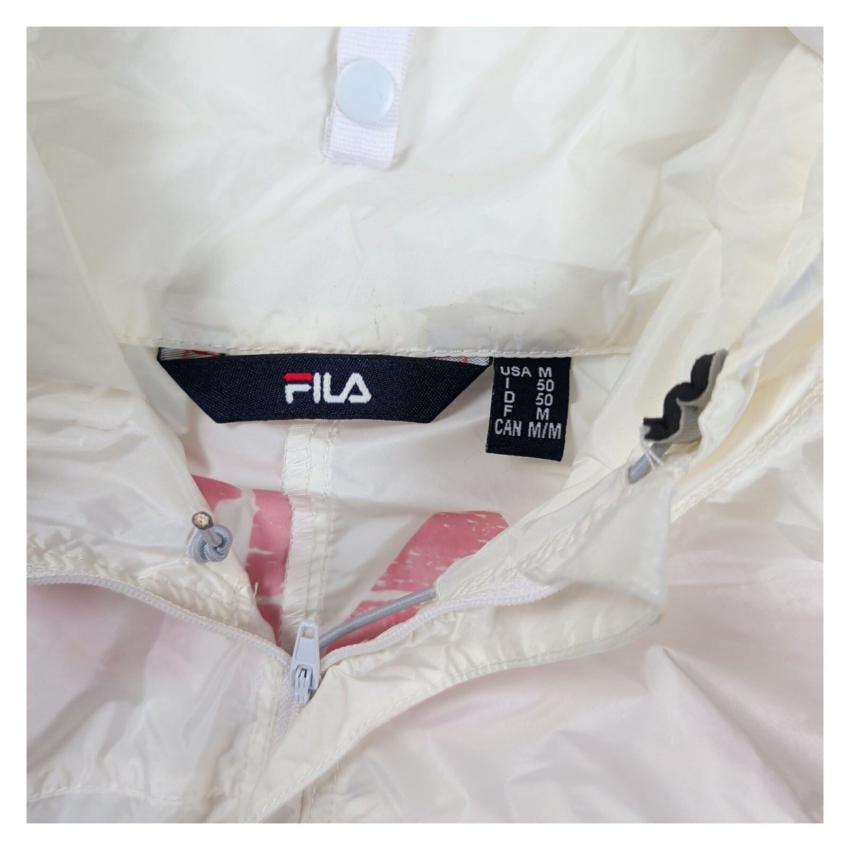 Vintage FILA Race FISI White Hooded Windbreaker – M – Jacket product photo 6 | RewearableUK
