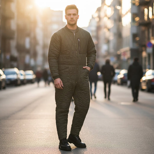 Vintage German Army Tank Liner Overalls Quilted Olive | Short Fit 166/102 by RewearableUK – cover | RewearableUK