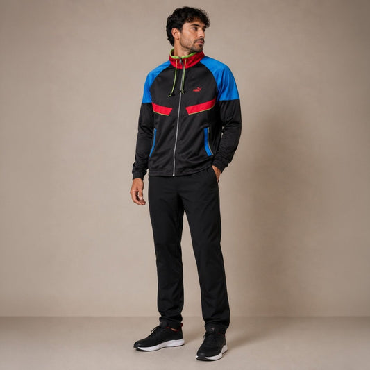Vintage Puma Men's Track Jacket M Black Colourblock – Jacket product photo 1 | RewearableUK