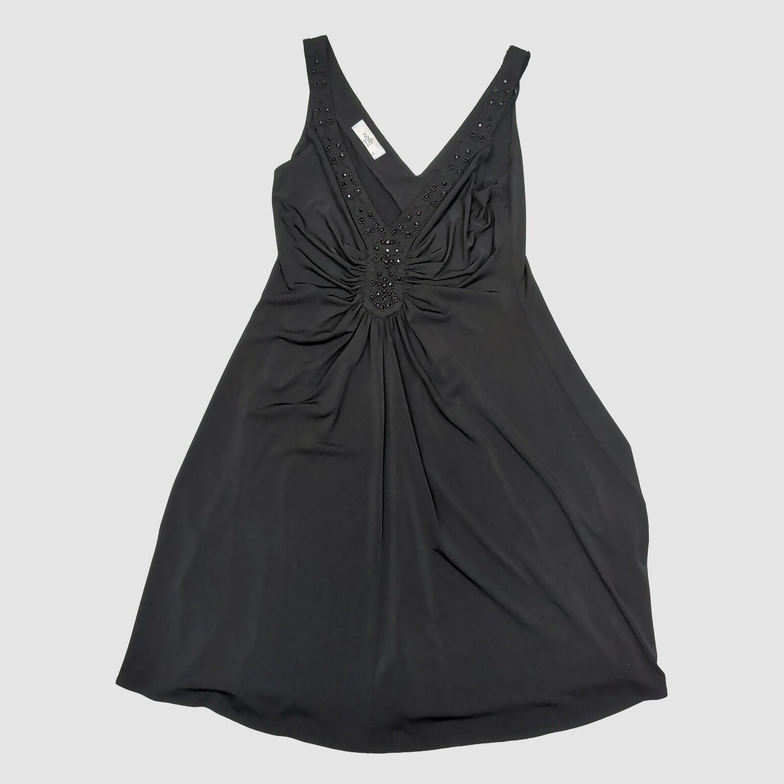 Wallis Petite Black Embellished V Neck Dress UK 12 EU 40 Sleeveless Party by wallis – blouse | RewearableUK