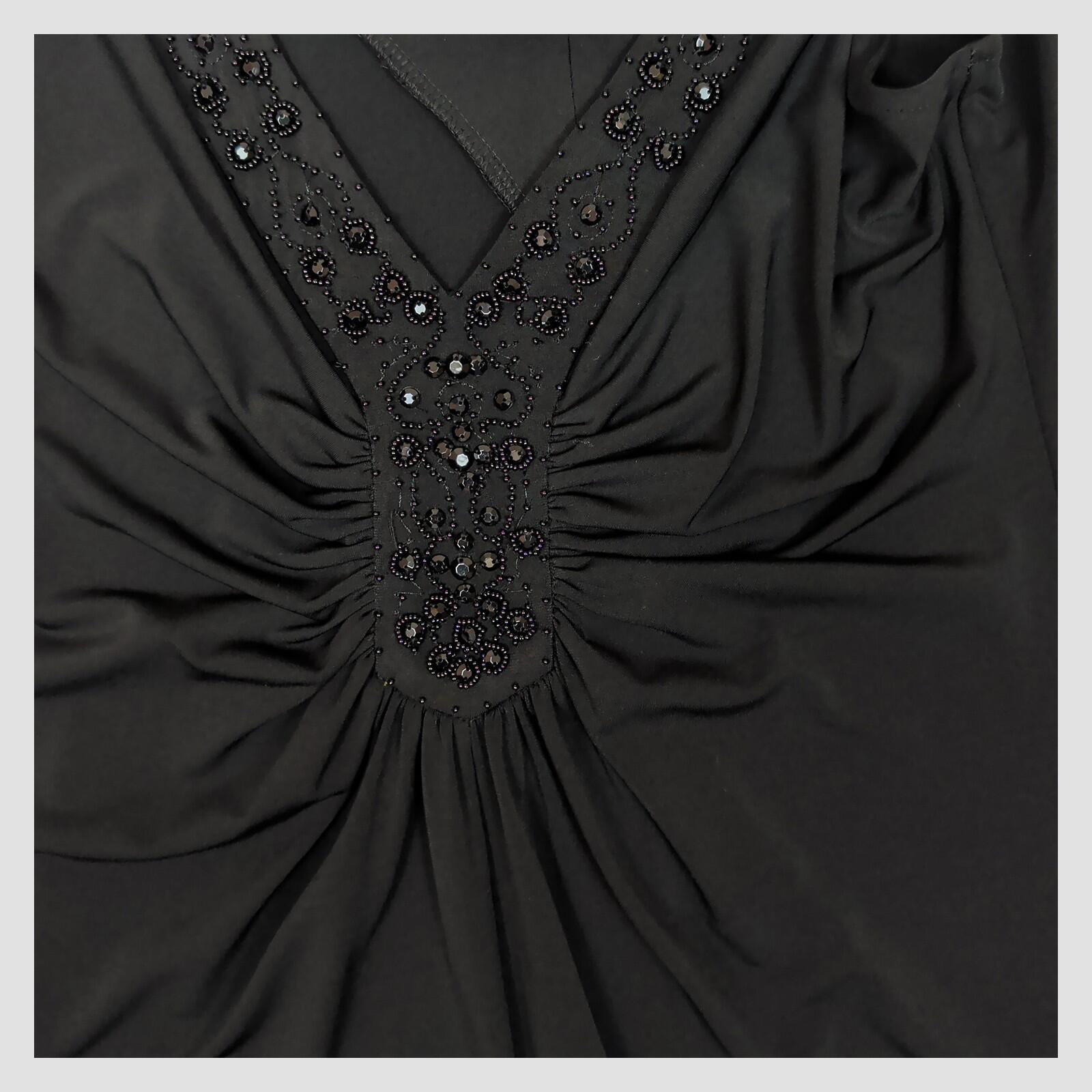 Wallis Petite Black Embellished V Neck Dress UK 12 EU 40 Sleeveless Party by wallis – blouse | RewearableUK