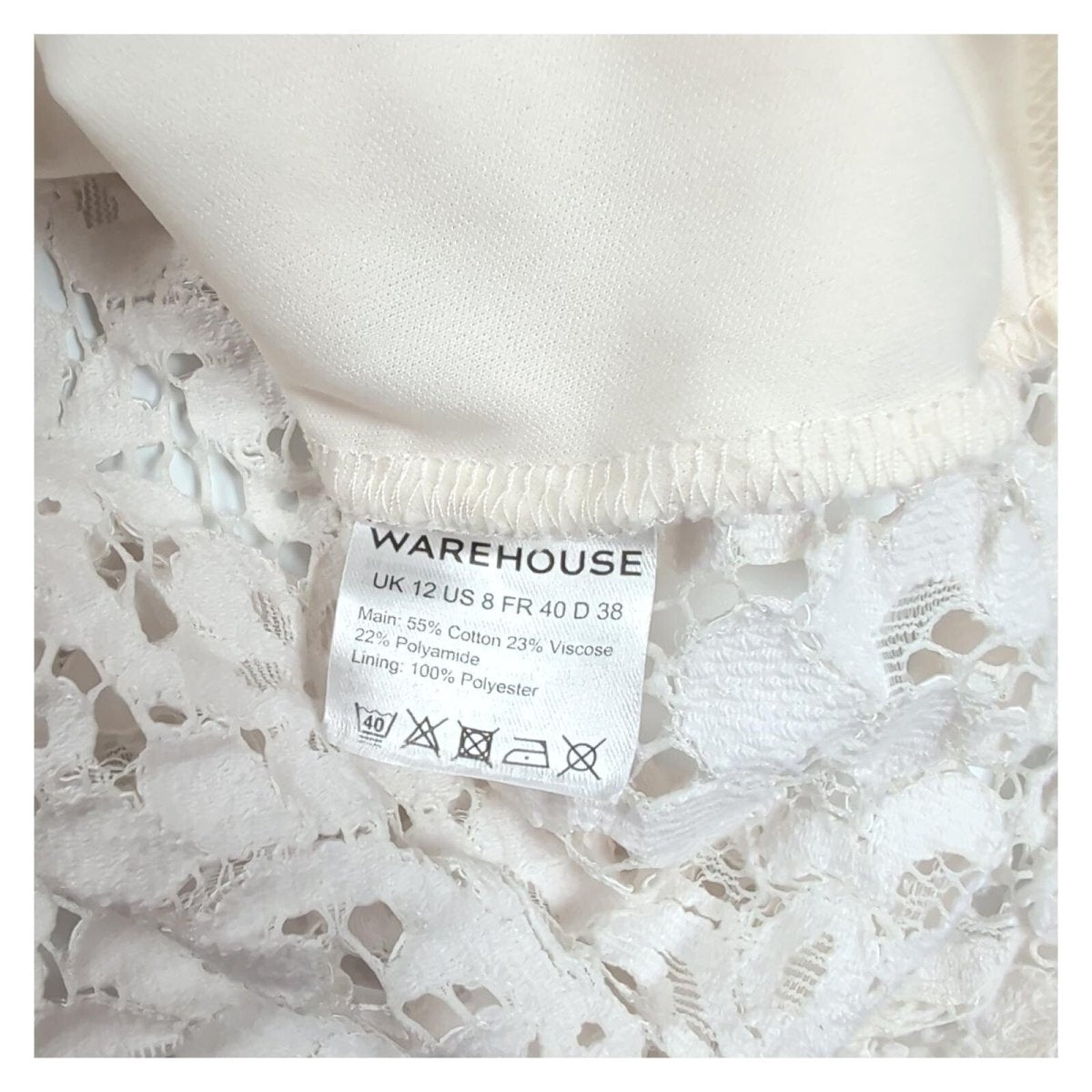 Warehouse Women's Lace Blouse UK 12 Ivory Cream – Blouse product photo 4 | RewearableUK