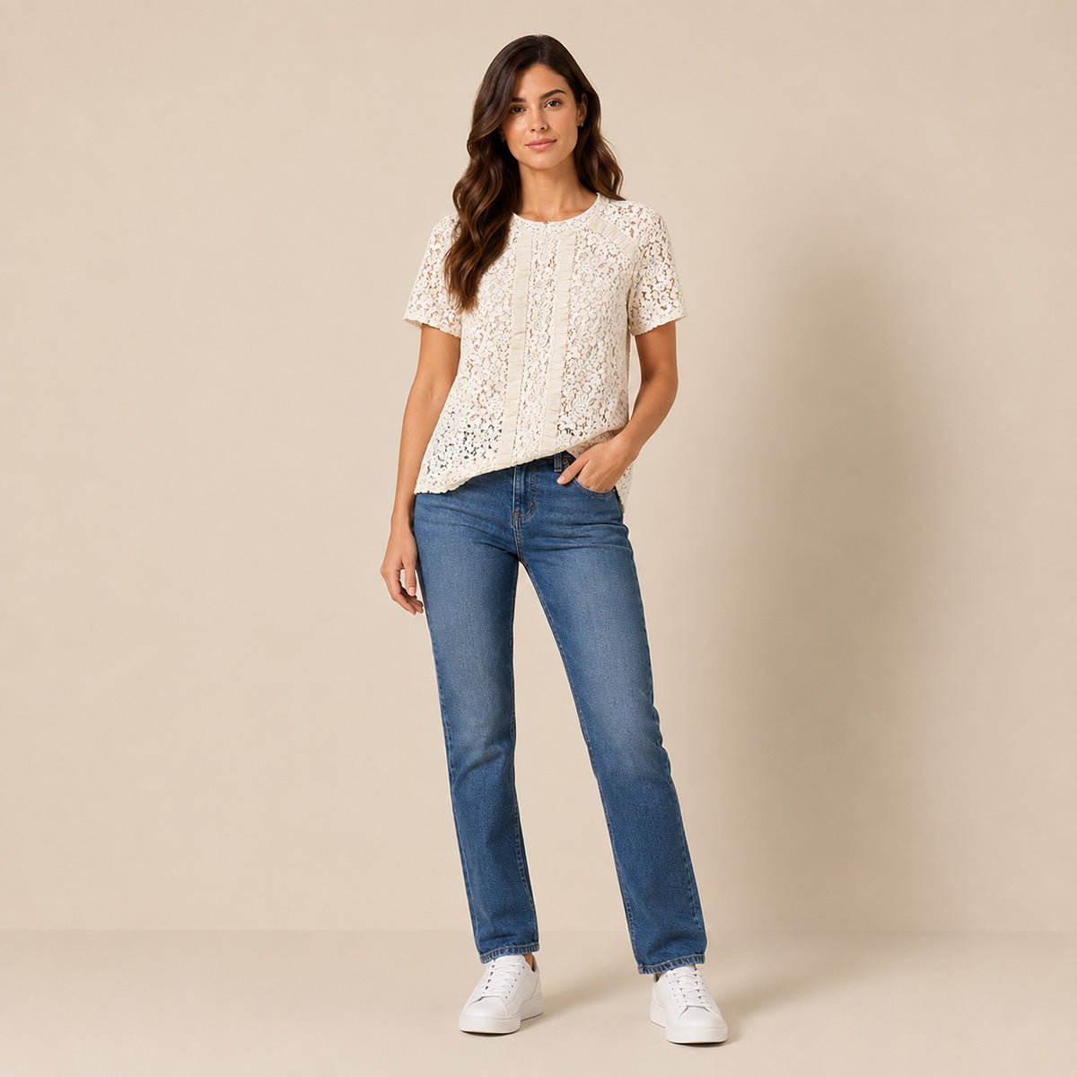 Warehouse Women's Lace Blouse UK 12 Ivory Cream – Blouse product photo 1 | RewearableUK