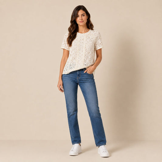 Warehouse Women's Lace Blouse UK 12 Ivory Cream – Blouse product photo 1 | RewearableUK