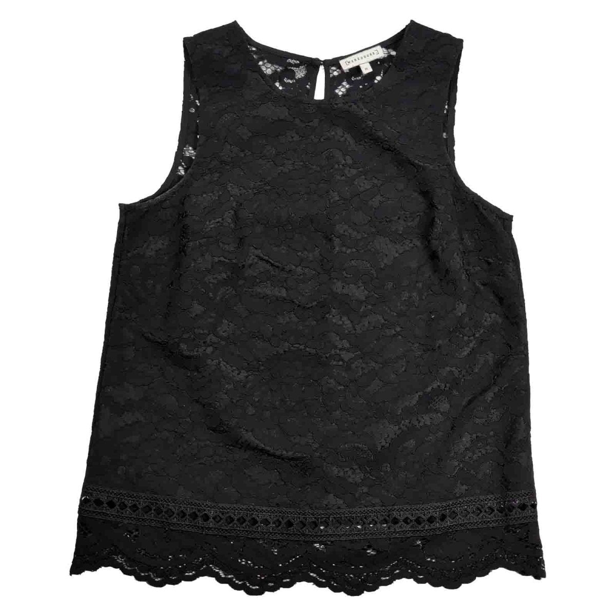 Warehouse Women's Lace Top UK 12 Black Sleeveless – Blouse product photo 1 | RewearableUK
