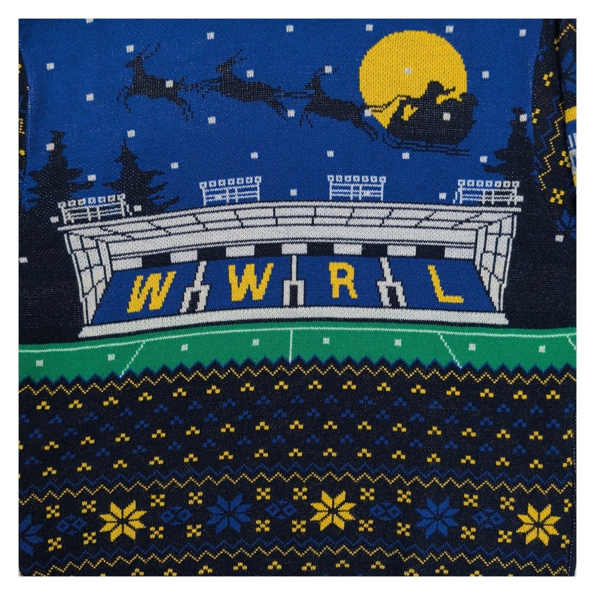 Warrington Wolves Christmas Jumper Medium Blue Rugby League Xmas Sweater – product photo 2 | RewearableUK