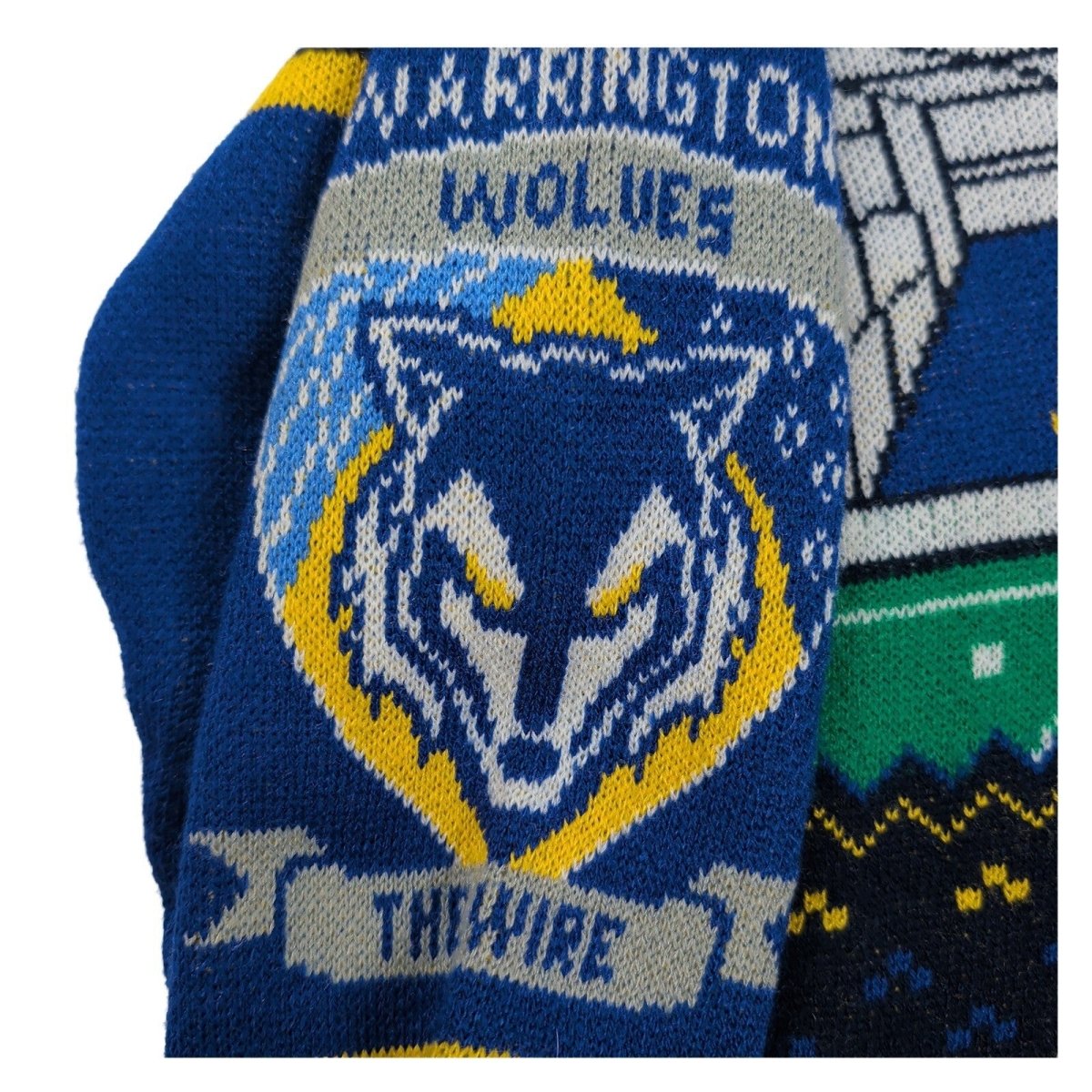 Warrington Wolves Christmas Jumper Medium Blue Rugby League Xmas Sweater – product photo 4 | RewearableUK